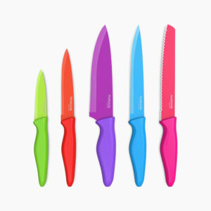 Kitchen Knife Set with Colour Coding 5 Piece Coloured Knives Set Stainless Steel - by Nuovva