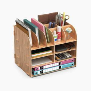 Lesfit Wood Desk Tidy Organiser, Office Stationary Storage (34 * 25 * 28 cm)