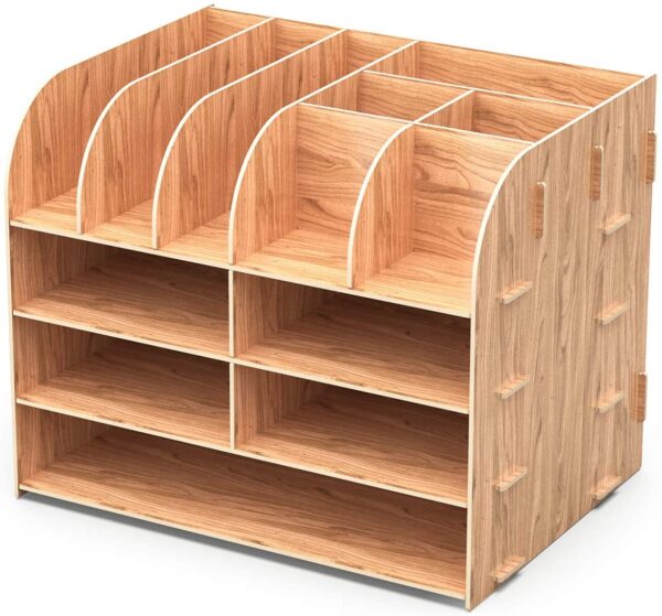 Lesfit Wood Desk Tidy Organiser, Office Stationary Storage (34 * 25 * 28 cm) - Image 2