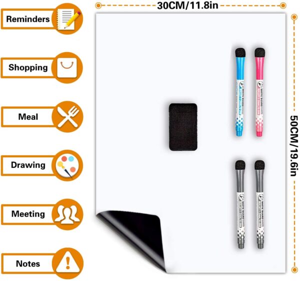 CUHIOY Whiteboard Magnetic Fridge White Board A3+ for Home Kitchen Menu Meal Shopping List - Image 4