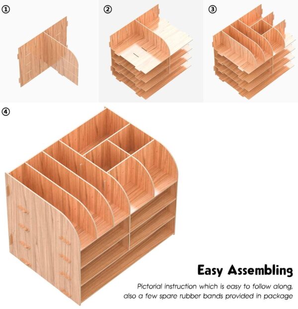 Lesfit Wood Desk Tidy Organiser, Office Stationary Storage (34 * 25 * 28 cm) - Image 4