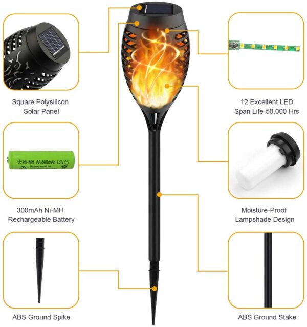 KYEKIO Upgraded 12Pack Torches, Solar Lights Outdoor - Image 5