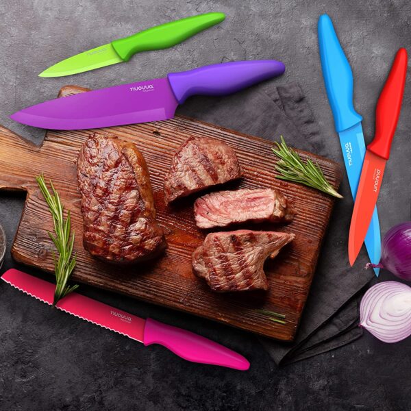Kitchen Knife Set with Colour Coding 5 Piece Coloured Knives Set Stainless Steel - by Nuovva - Image 7